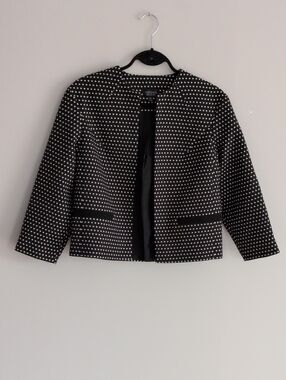 Topshop Minimalist Geometric Collarless Cropped Blazer Size  7 3/4 Sleeve